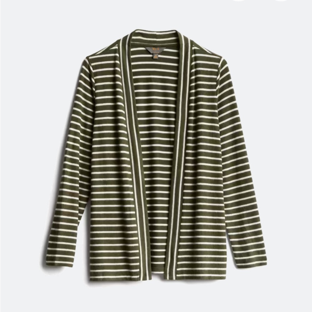 Striped Green and White cardigan